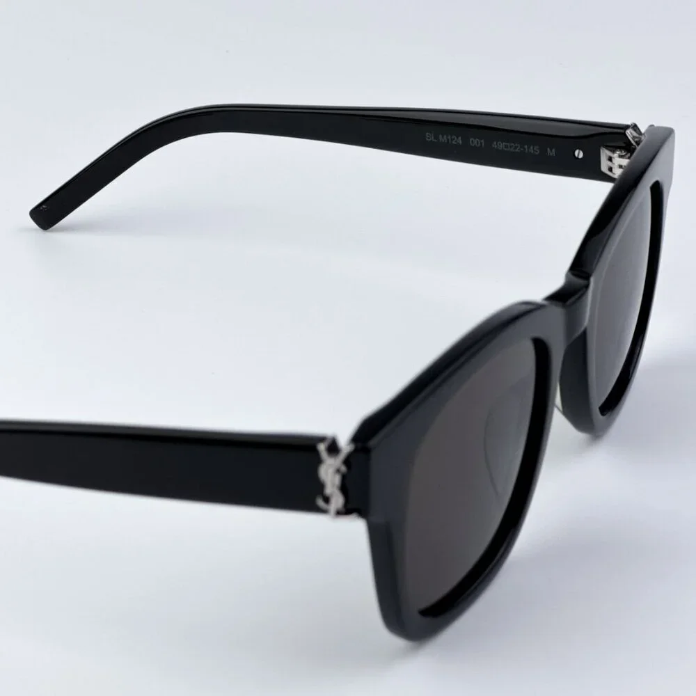 Saint Laurent SLM124 001 BRAND NEW Sunglasses Black Grey Square Unisex